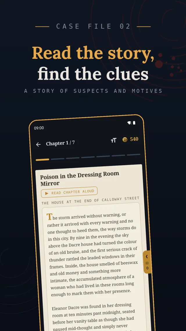 Delikta story chapter with the crime narrative