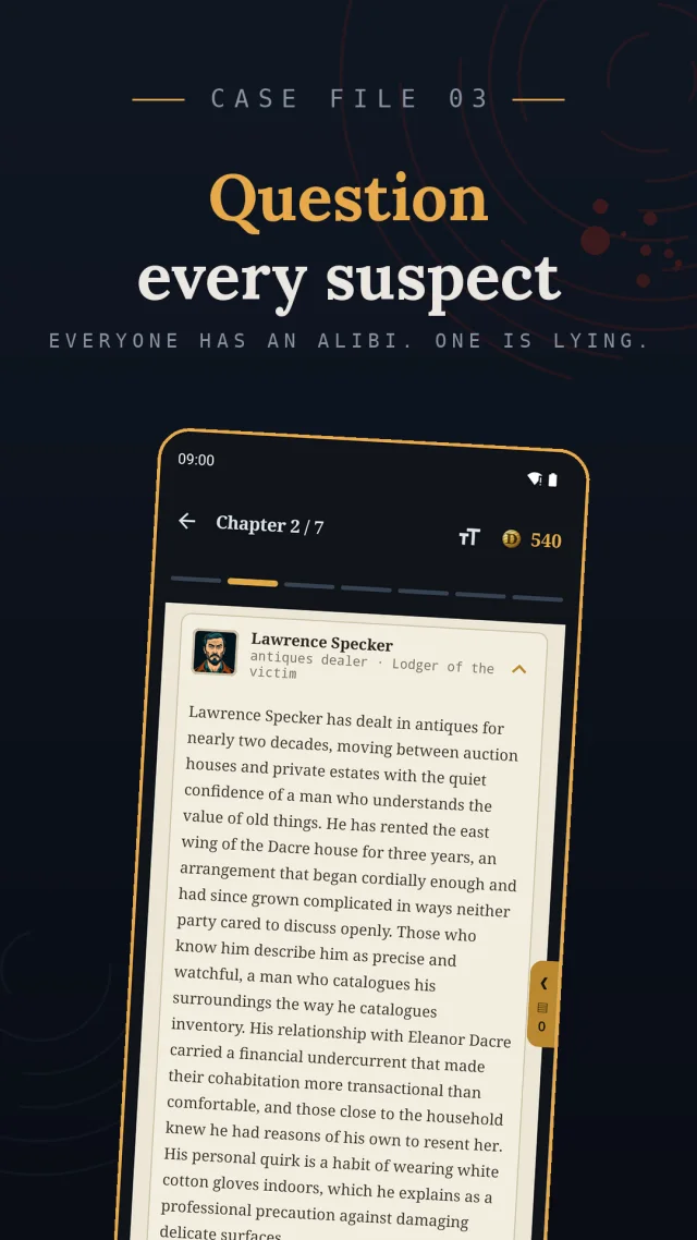 Delikta suspect dossier screen