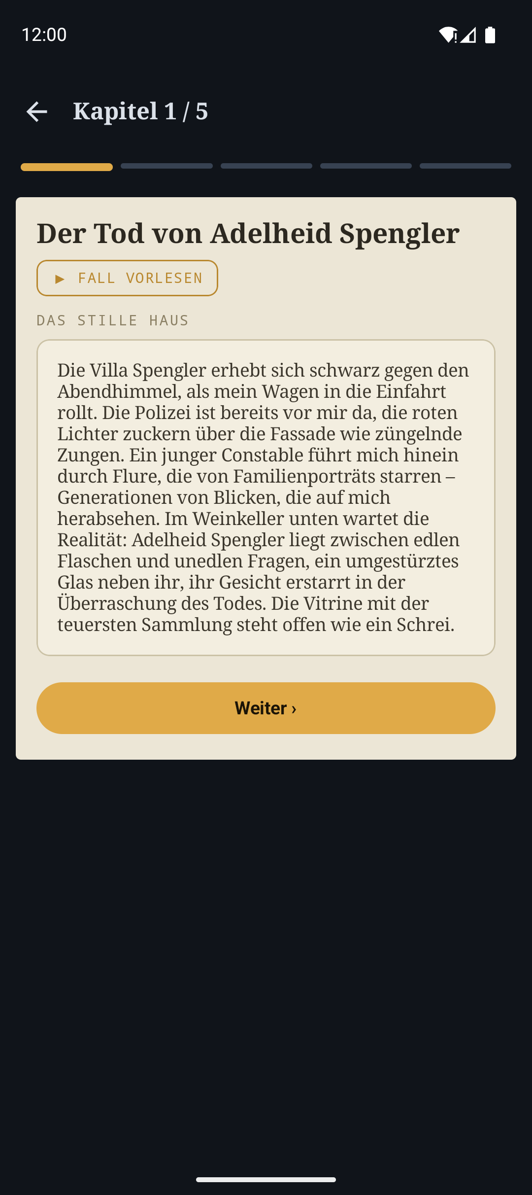 Delikta — Fall als Geschichte, Kapitel 1